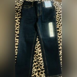 Dark Blue Straight Leg Jeans Adjustable Waist Size 6 Kids